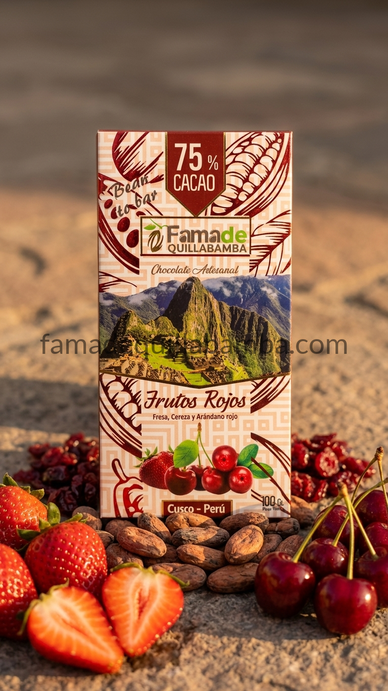 CHOCOLATE 75% - Chocolate con Frutos Rojos - Barra 100g - Vista 7