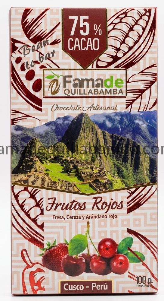 CHOCOLATE 75% - Chocolate con Frutos Rojos - Barra 100 gr