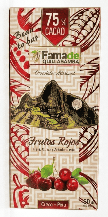 CHOCOLATE 75% - Chocolate con Frutos Rojos - Barra 50 gr