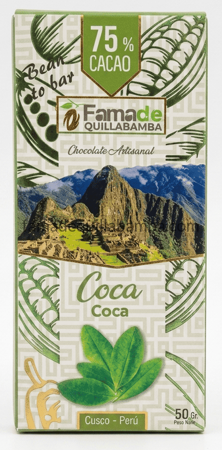 CHOCOLATE 75% - Chocolate con Hoja de Coca - Barra 50 gr