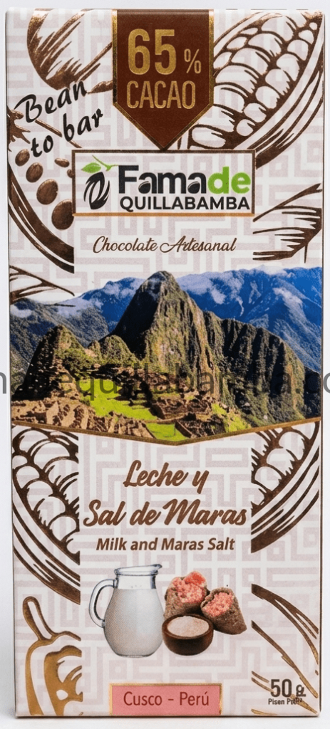 CHOCOLATE 65% - Chocolate con Leche y Sal de Maras - Barra 50 gr