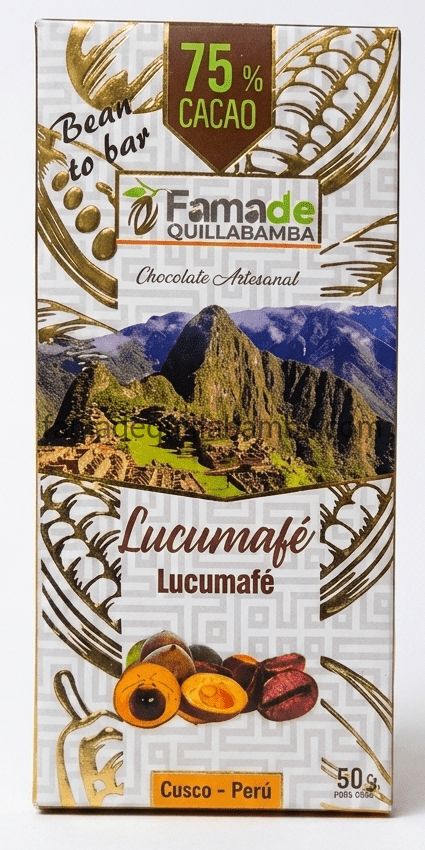 CHOCOLATE 75% - Chocolate con Lúcuma y Café - Barra 50 gr