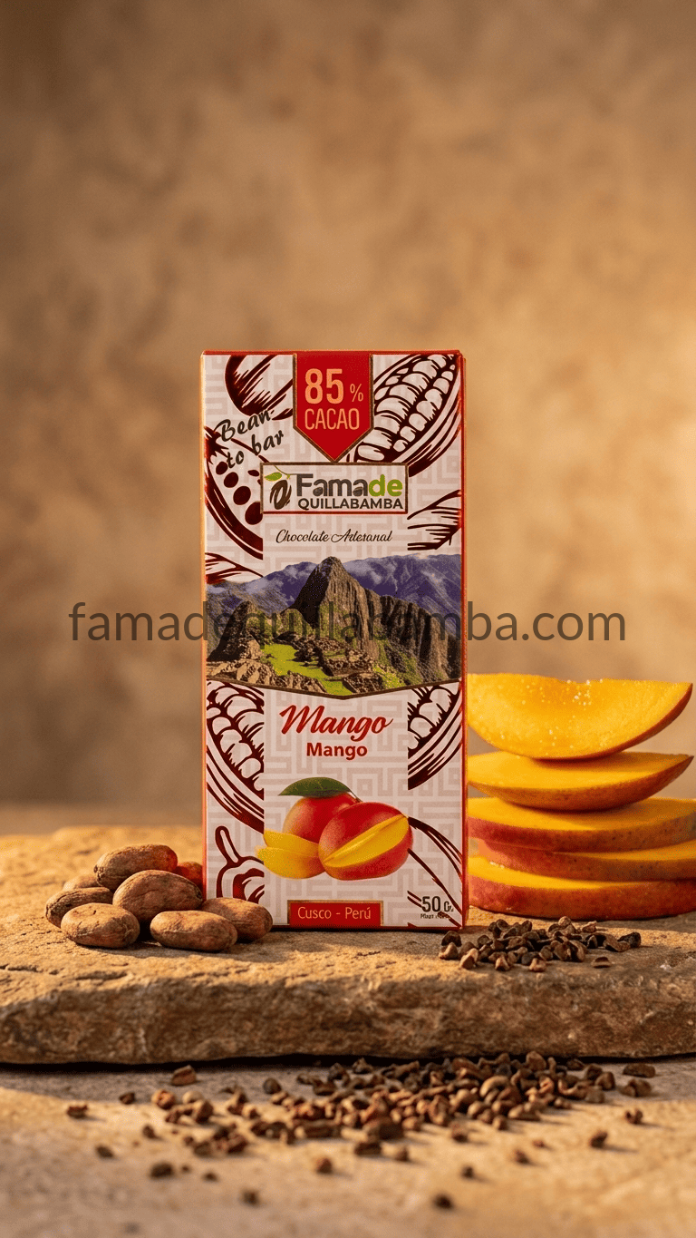 CHOCOLATE 85% - Chocolate con Mango - Barra 50 g - Vista 2