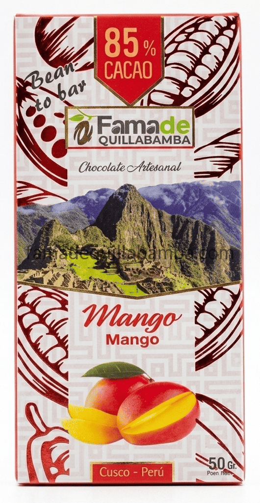 CHOCOLATE 85% - Chocolate con Mango - Barra 50 gr
