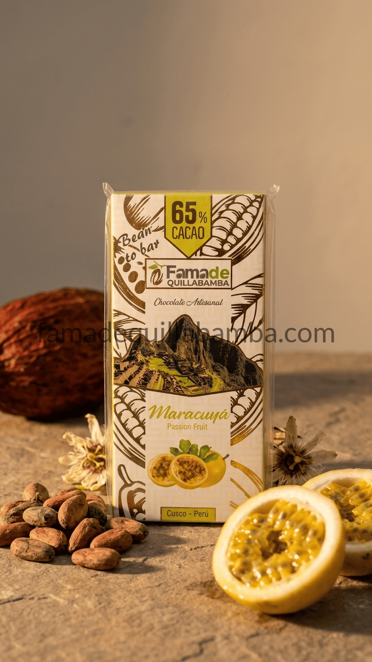 CHOCOLATE 65% - Chocolate con Maracuyá - Barra Artesanal 50 g - Vista 3