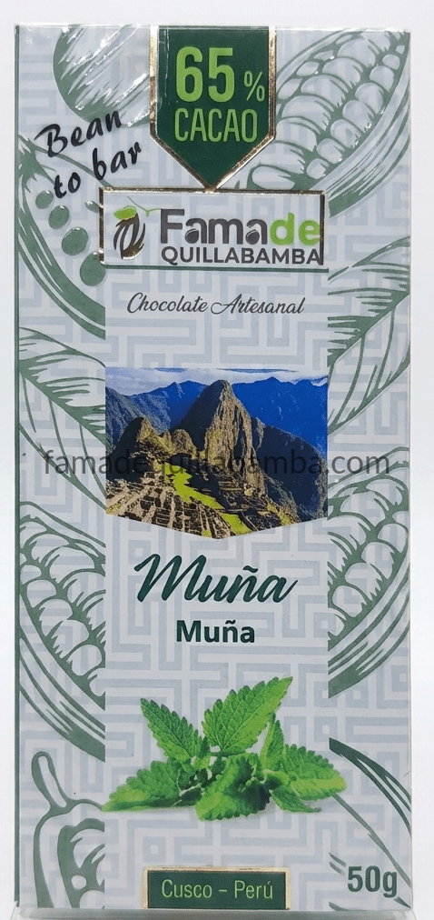 CHOCOLATE 65% - Chocolate con Muña - Barra 50 gr
