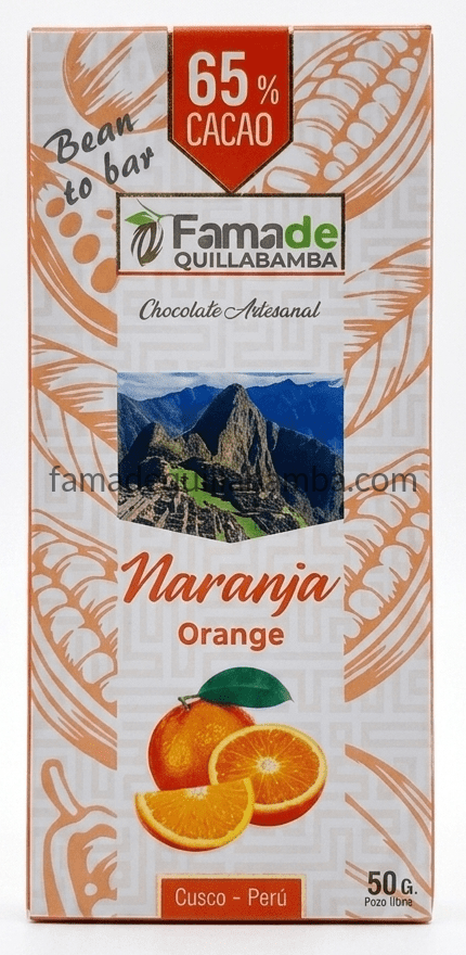 CHOCOLATE 65% - Chocolate con Naranja - Barra 50 gr
