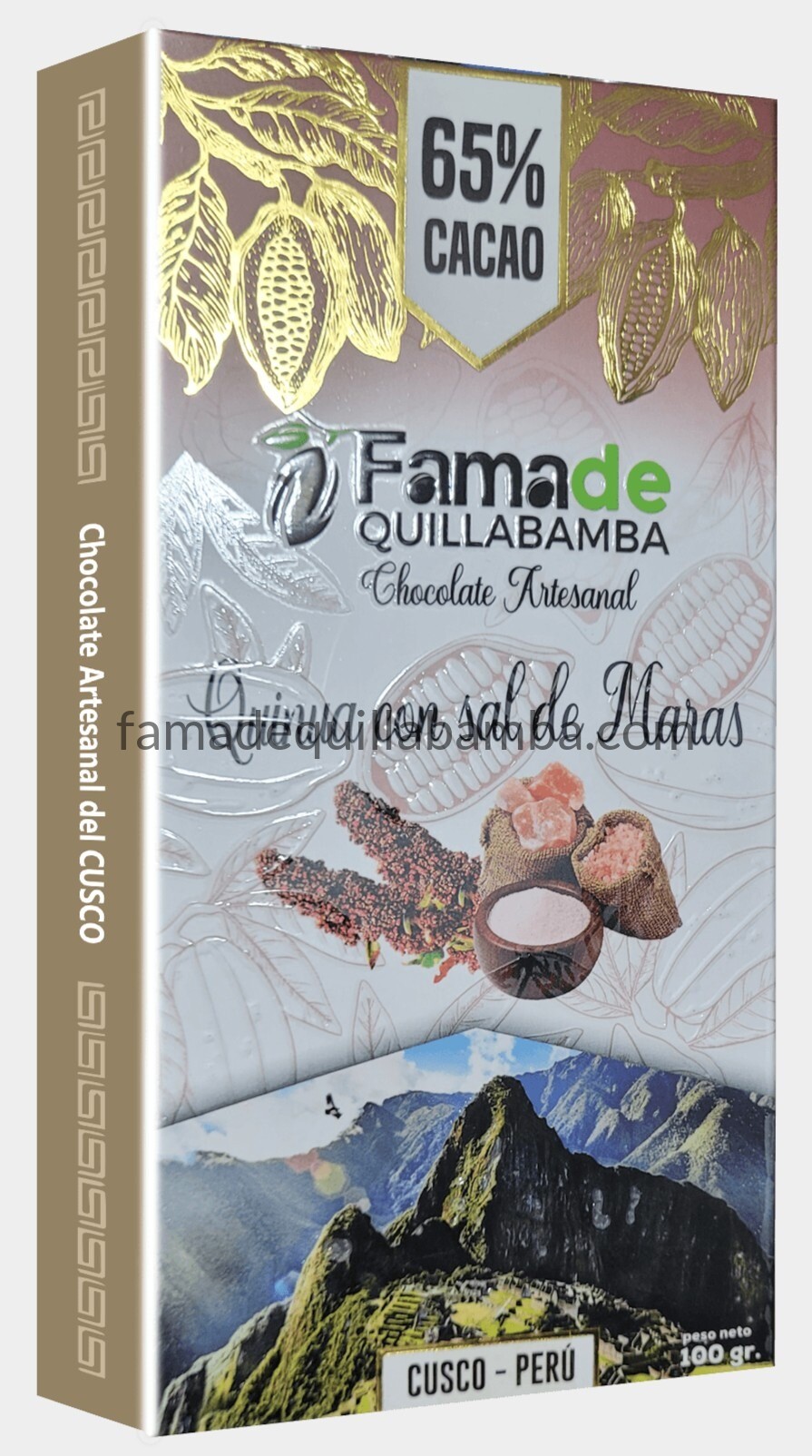 CHOCOLATE 65% - Chocolate con Quinua y Sal de Maras - Barra 100g - Vista 2