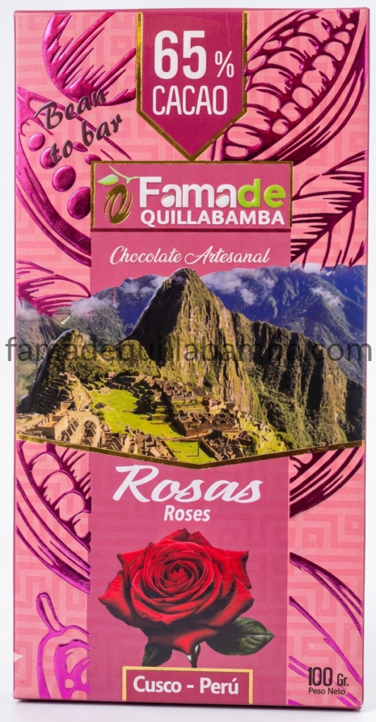 Chocolate con Rosas 65% Cacao | Barra 100 g - Fama de Quillabamba