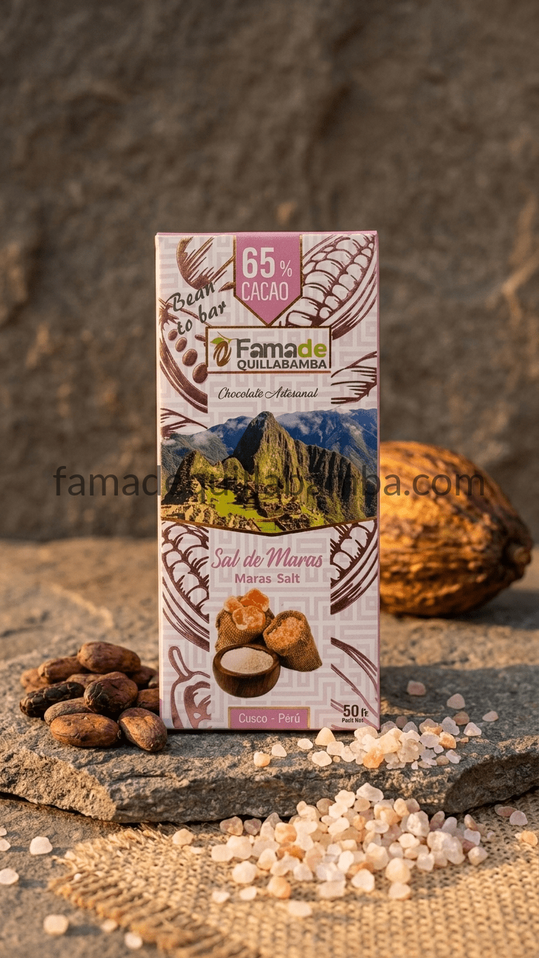 CHOCOLATE 65% - Chocolate con Sal de Maras - Barra Artesanal 50 g - Vista 2