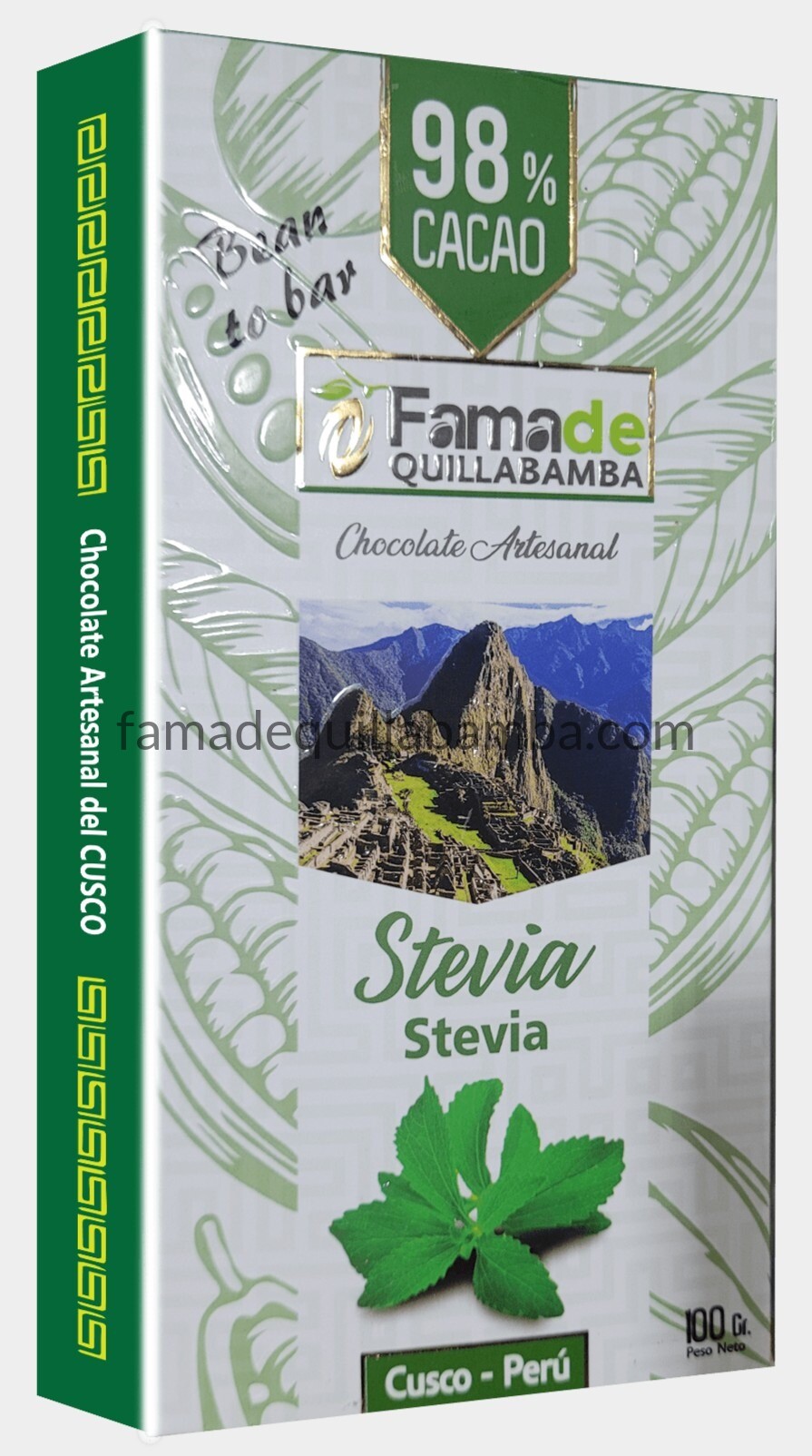 CHOCOLATE 98% - Chocolate con Stevia - Barra 100g - Vista 2