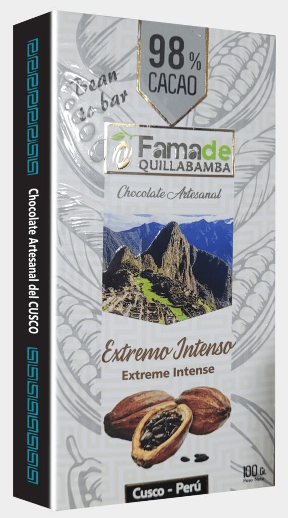 Barra de Cacao 98% Extremo Intenso | Chocolate Puro Artesanal 100g de 100 gramos, chocolate artesanal de Fama de Quillabamba, Cusco