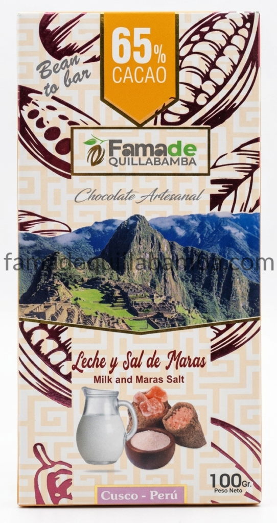 Chocolate con Leche y Sal de Maras 65% Cacao | Barra Artesanal 100 gr