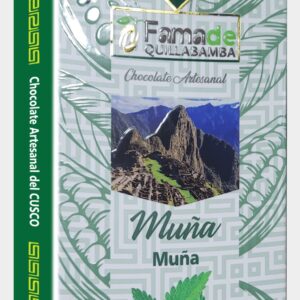 Barra de Chocolate con Muña 65% Cacao | Barra 100g de 100 gramos, chocolate artesanal de Fama de Quillabamba, Cusco
