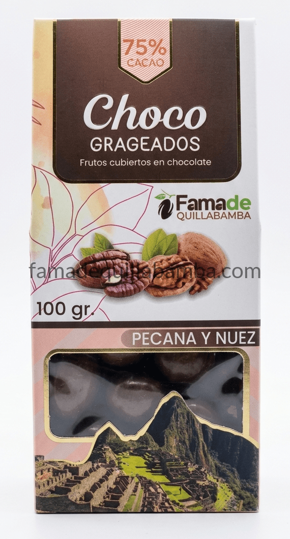CHOCOLATE 75% - Pecanas y Nueces con Chocolate - 100 gr