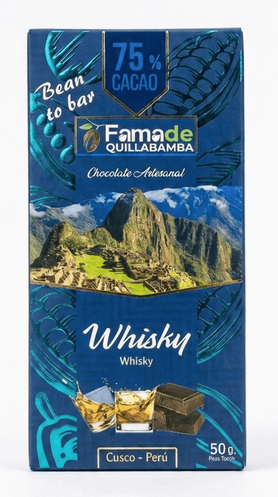 Chocolate Sabor Whisky 75% Cacao | Barra Artesanal 50g