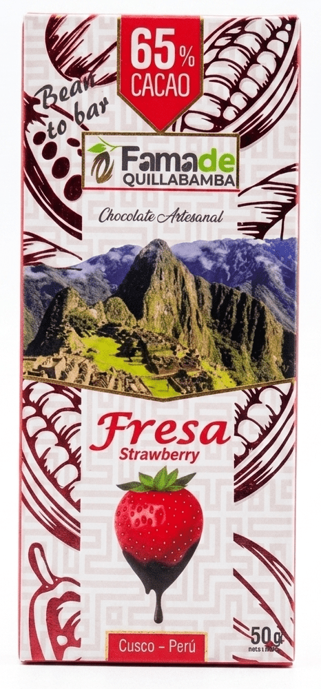 Chocolate con Fresa 65% Cacao | Barra 50 g