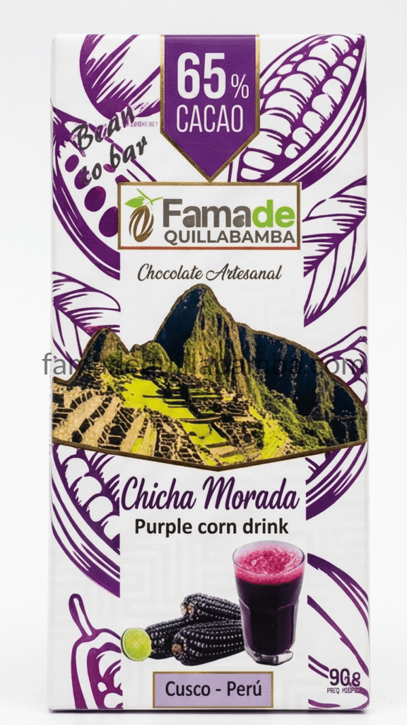 Chocolate con Chicha Morada 65% Cacao - Barra Artesanal Fama de Quillabamba 90g