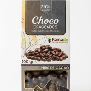 Bolsa de Nibs de Cacao con Chocolate 75% Cacao de 100 gramos, snack artesanal de Fama de Quillabamba