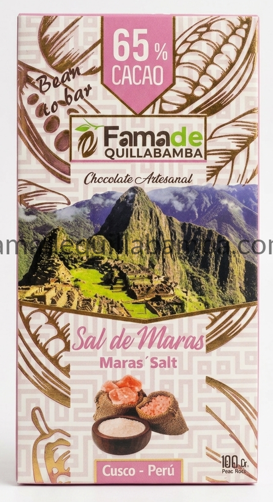 CHOCOLATE 65% - Chocolate con Sal de Maras - Barra Artesanal 100 g