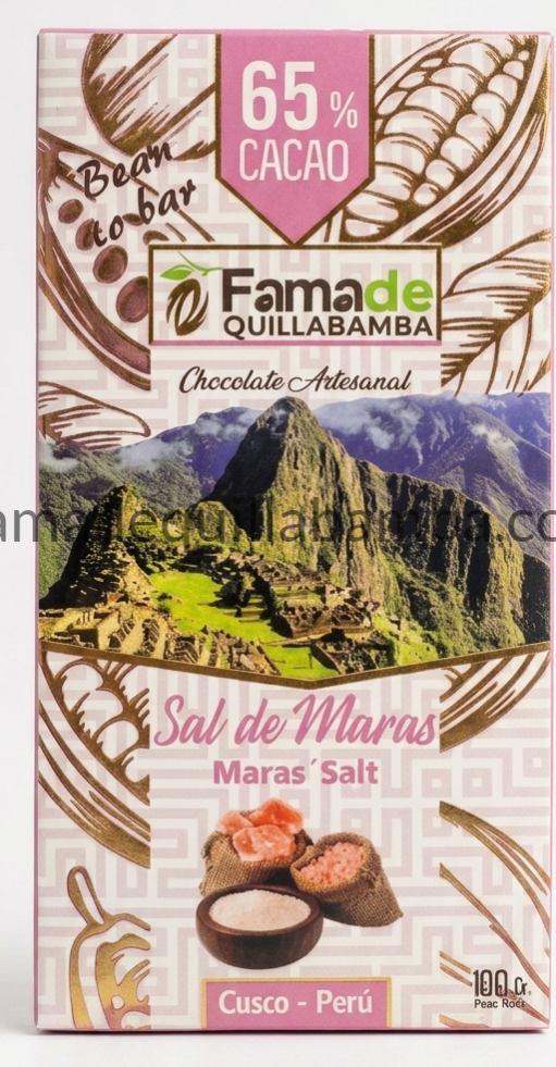 CHOCOLATE 65% - Chocolate con Sal de Maras - Barra Artesanal 100 g