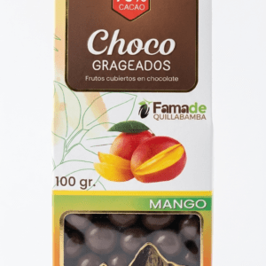 Bolsa de Mango con Chocolate 75% Cacao de 100 gramos, snack artesanal de Fama de Quillabamba
