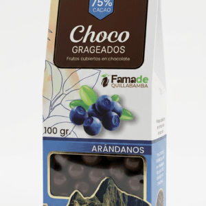 Bolsa de Arándanos con Chocolate 75% Cacao de 100 gramos, snack artesanal de Fama de Quillabamba