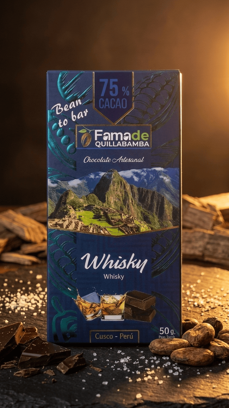 Chocolate Sabor Whisky 75% Cacao | Barra Artesanal 50g - Imagen 3