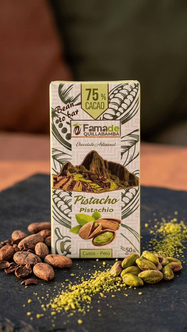 Chocolate con Pistacho 75% Cacao | Barra 50g - Imagen 3