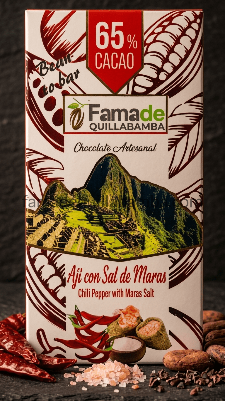 Chocolate con Ají y Sal de Maras 65% Cacao | Barra Artesanal 50 g - Imagen 3