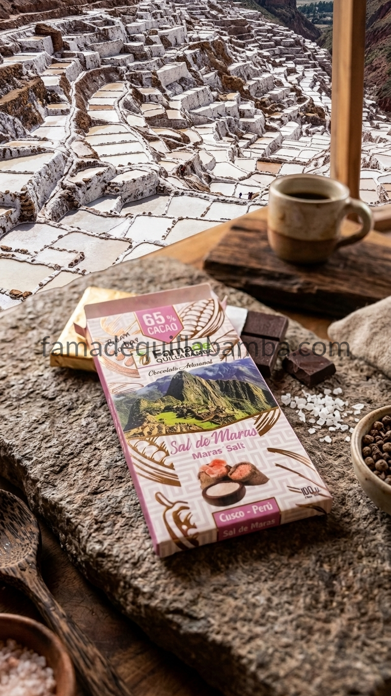 CHOCOLATE 65% - Chocolate con Sal de Maras - Barra Artesanal 100 g - Vista 3