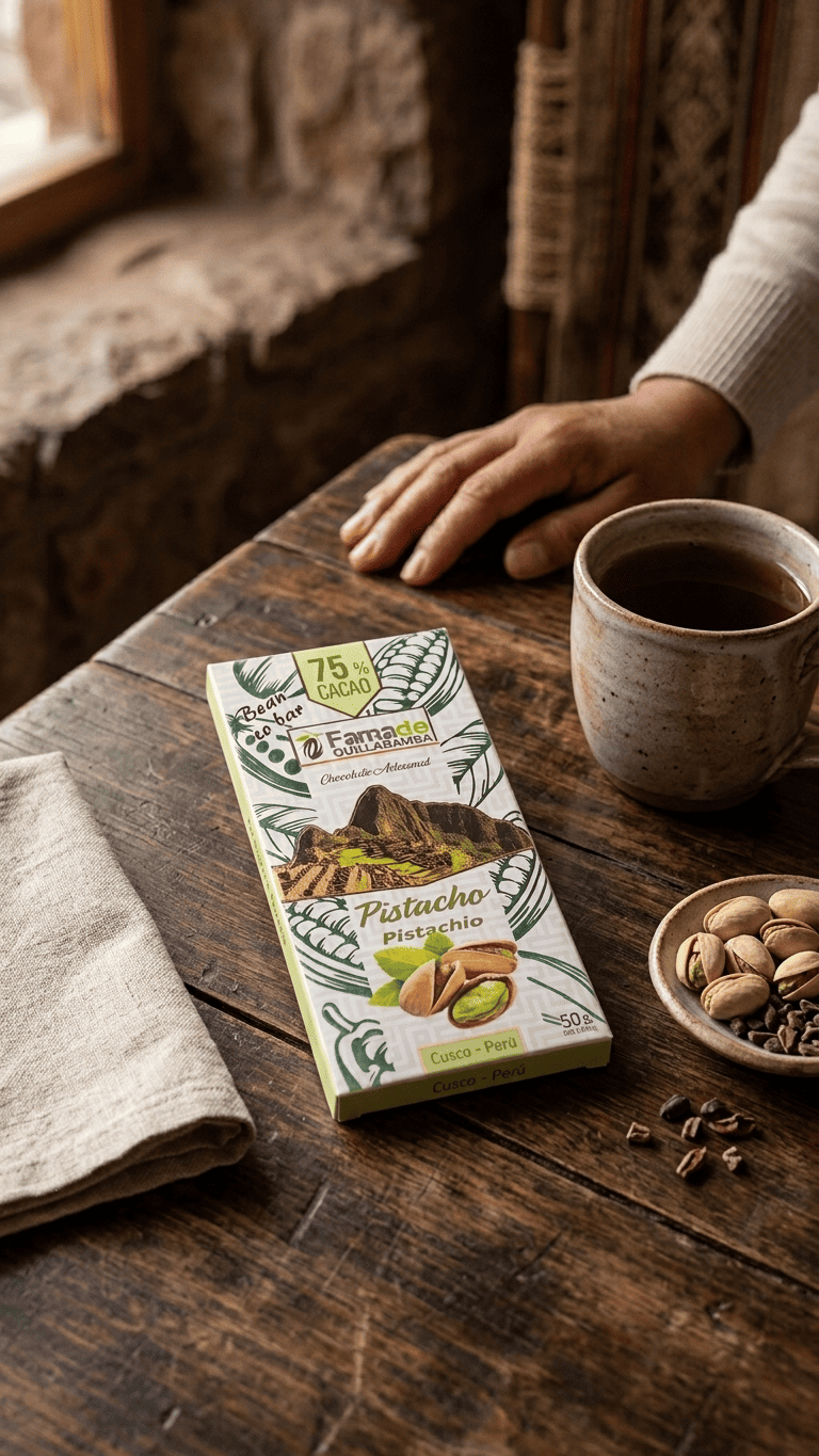 Chocolate con Pistacho 75% Cacao | Barra 50g - Imagen 5