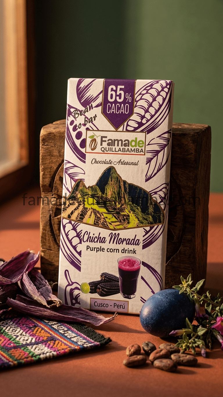 Chocolate con Chicha Morada 65% Cacao | Barra Artesanal 50 g - Imagen 5