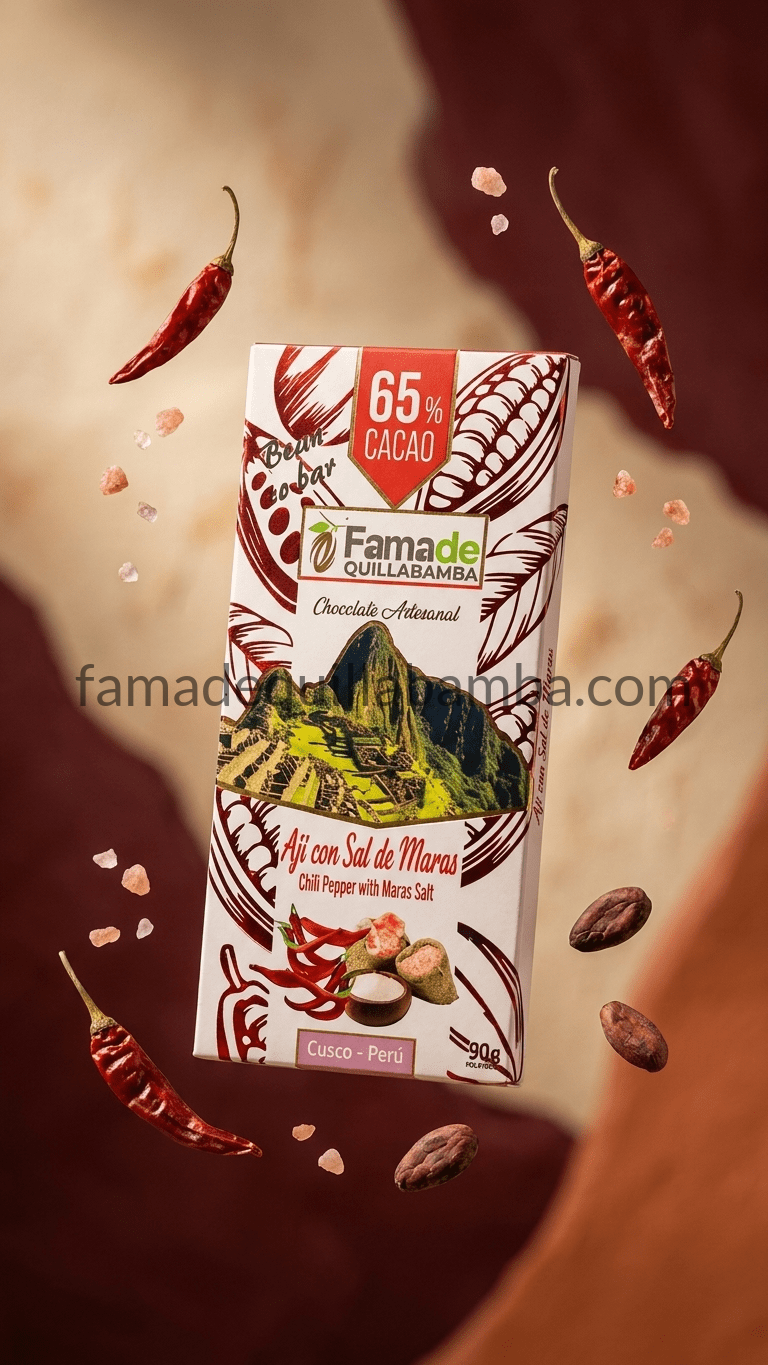 Chocolate con Ají y Sal de Maras 65% Cacao | Barra Artesanal 50 g - Imagen 5