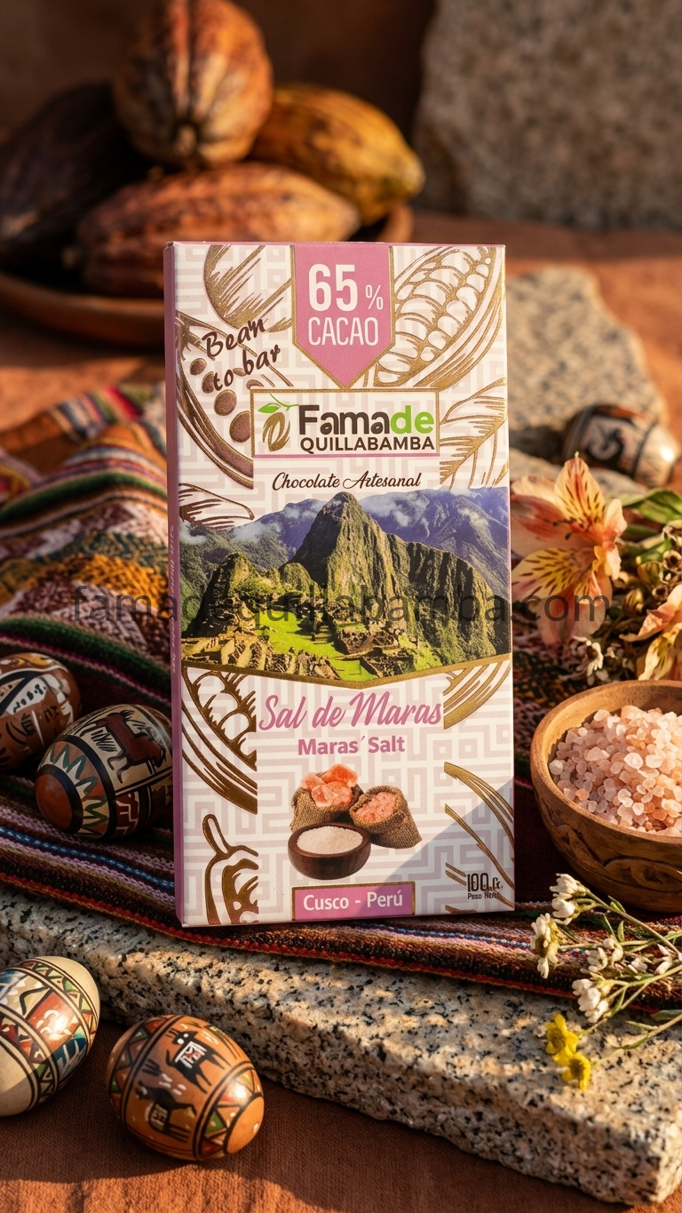 CHOCOLATE 65% - Chocolate con Sal de Maras - Barra Artesanal 100 g - Vista 4