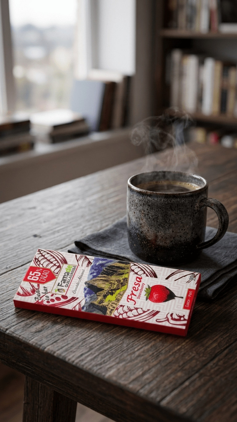 Chocolate con Fresa 65% Cacao | Barra 50 g - Imagen 5