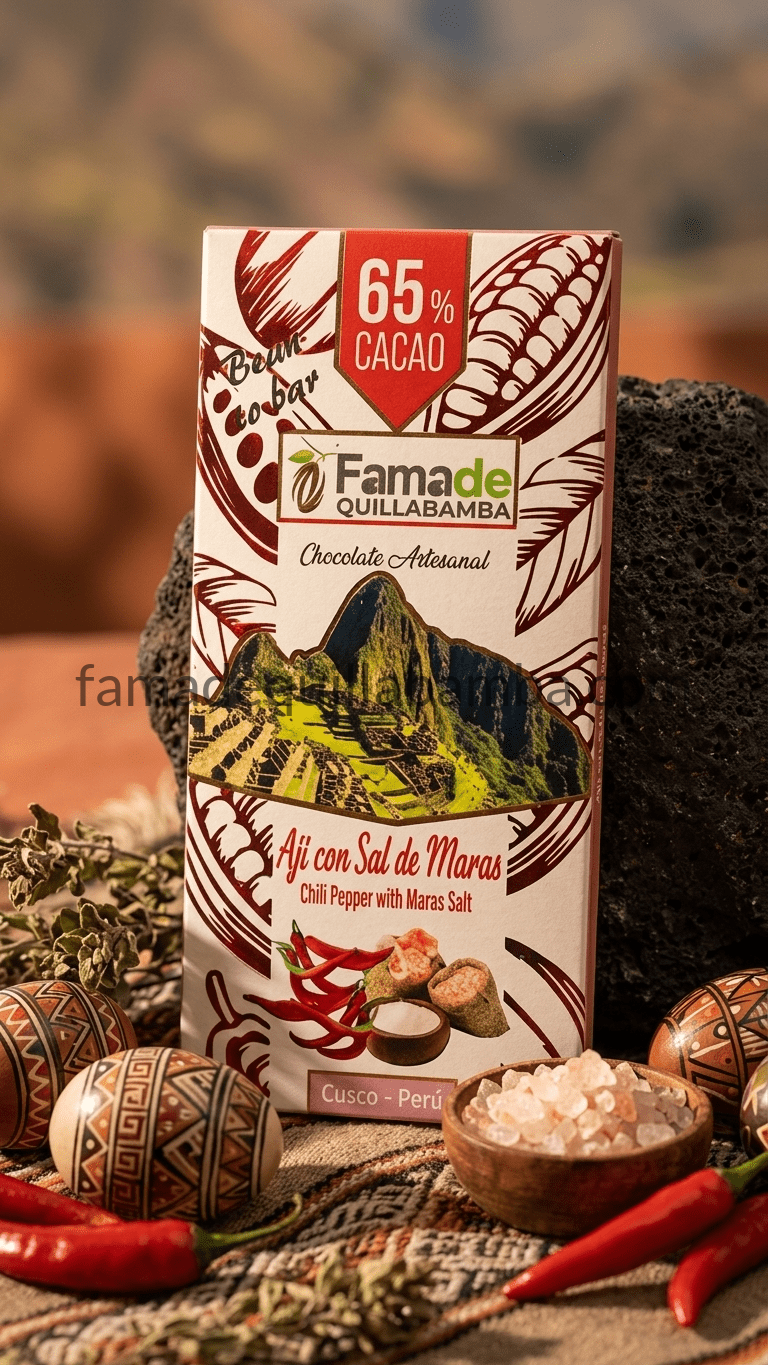 Chocolate con Ají y Sal de Maras 65% Cacao | Barra Artesanal 50 g - Imagen 6