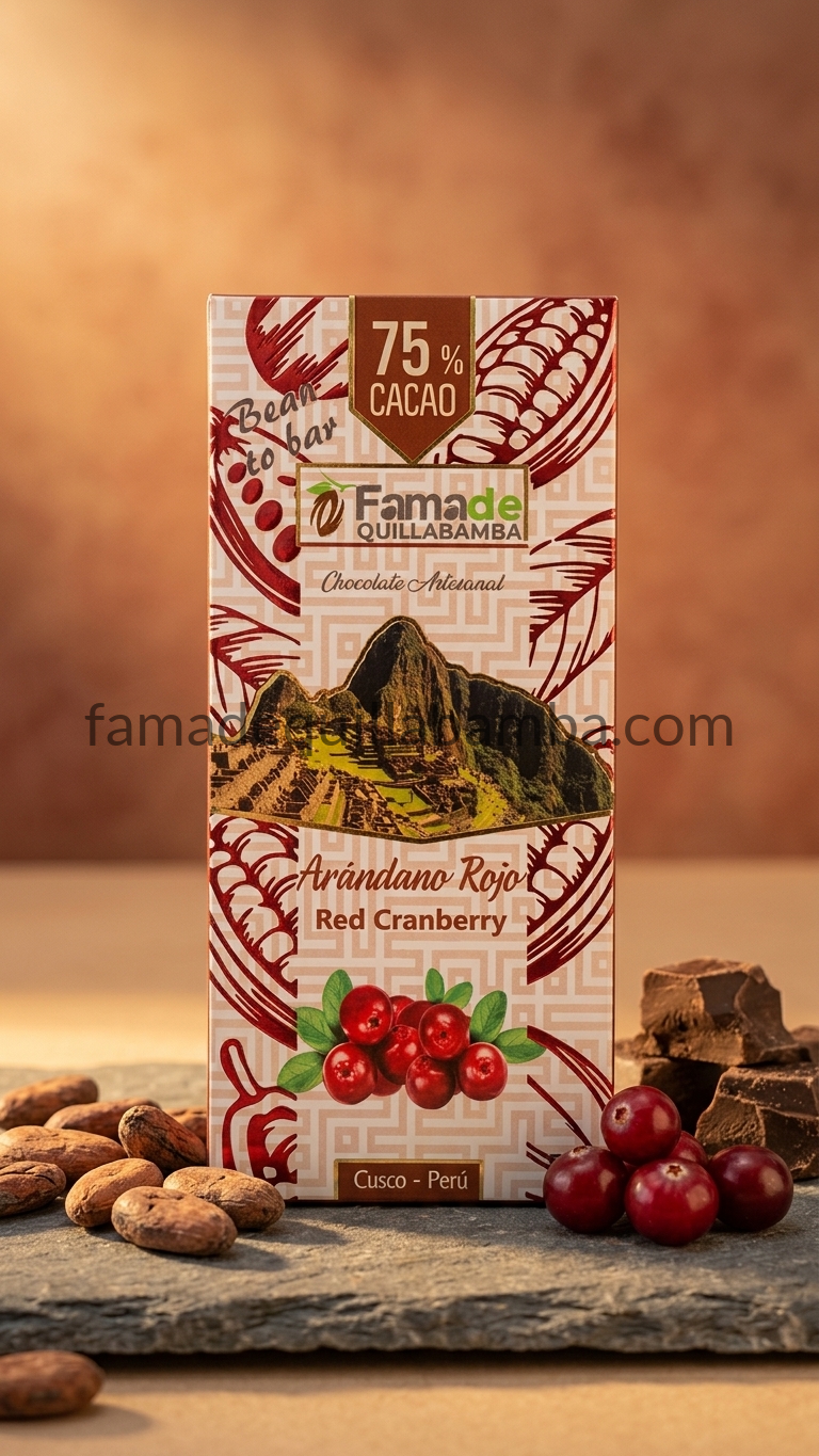 CHOCOLATE 75% - Chocolate con Arándano Rojo - Barra 50 gr - Vista 2