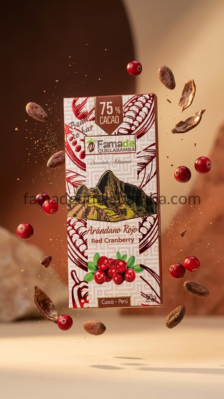 CHOCOLATE 75% - Chocolate con Arándano Rojo - Barra 50 gr - Vista 3