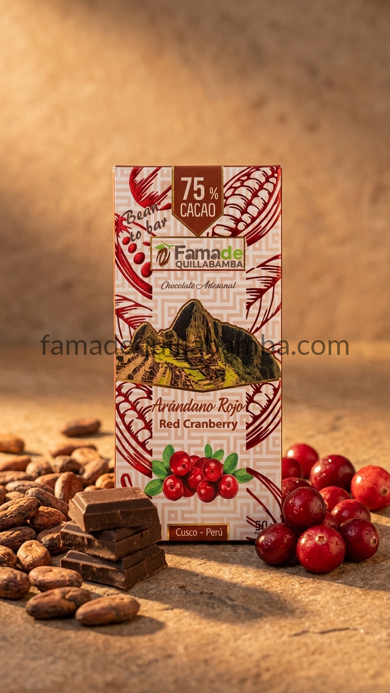 CHOCOLATE 75% - Chocolate con Arándano Rojo - Barra 50 gr - Vista 4