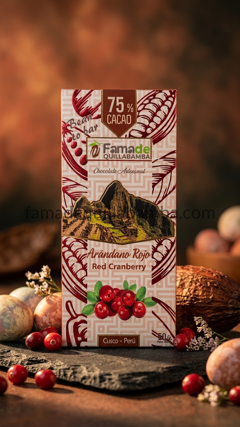 CHOCOLATE 75% - Chocolate con Arándano Rojo - Barra 50 gr - Vista 5