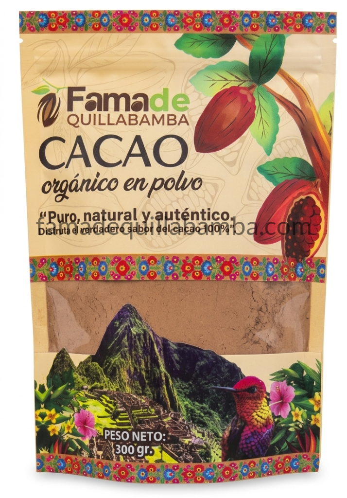 Cacao en Polvo Orgánico Puro | Origen Quillabamba, Cusco | 300 g - Fama de Quillabamba