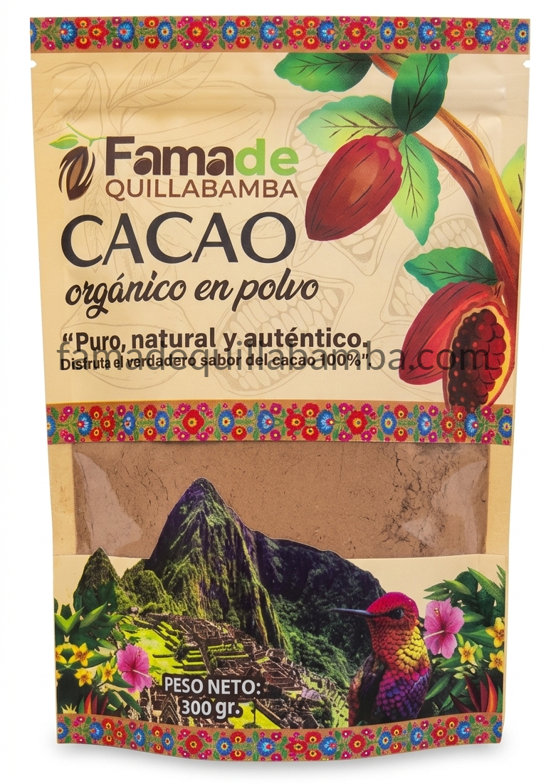 Cacao en Polvo Orgánico Puro | Origen Quillabamba, Cusco | 300 g - Fama de Quillabamba