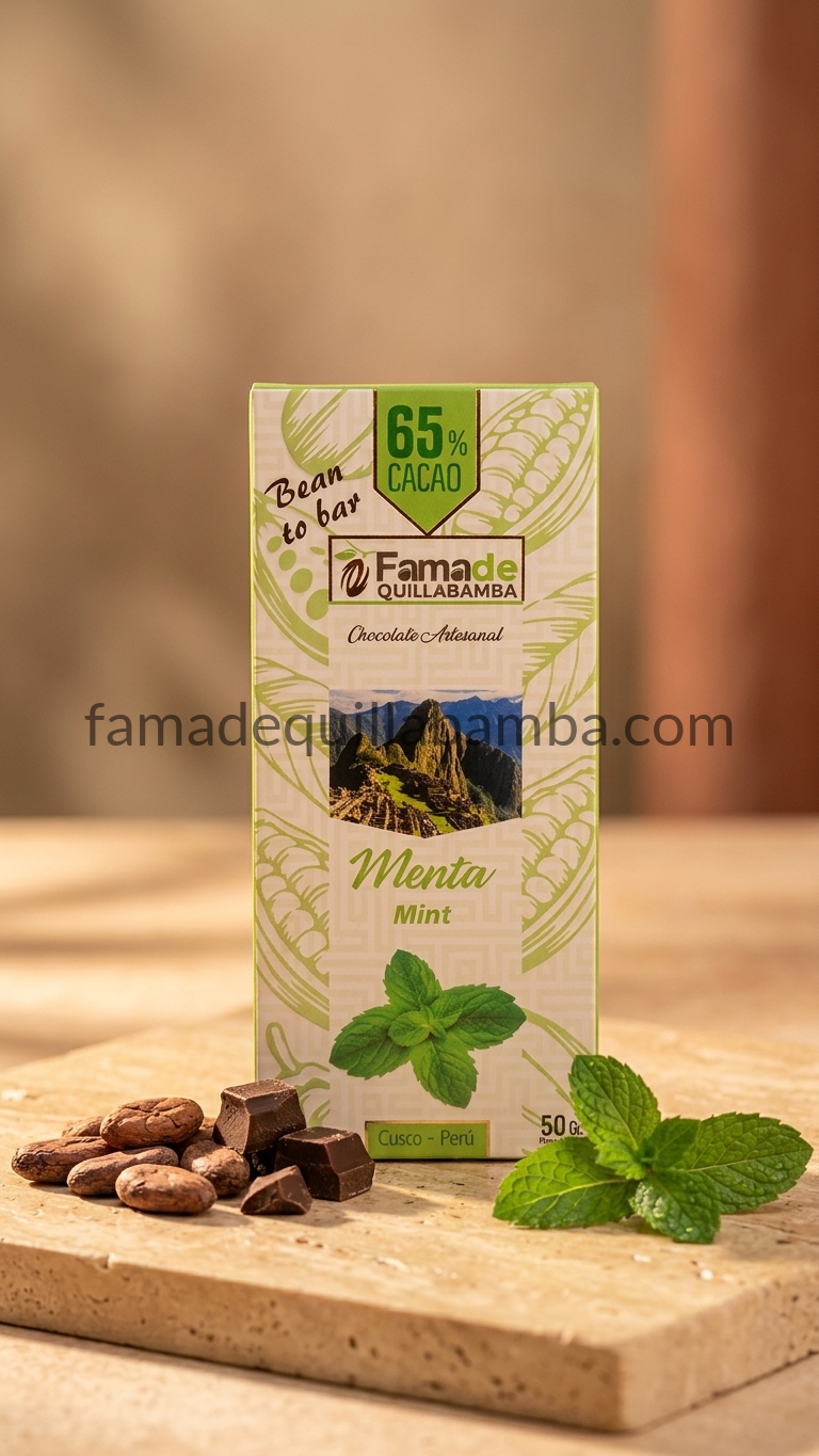CHOCOLATE 65% - Chocolate con Menta - Barra 50 gr - Vista 2