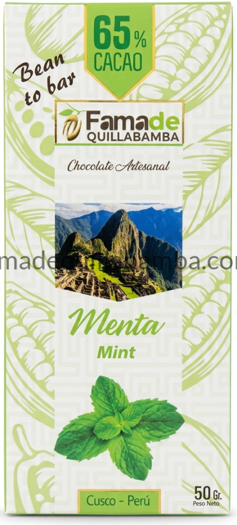 CHOCOLATE 65% - Chocolate con Menta - Barra 50 gr