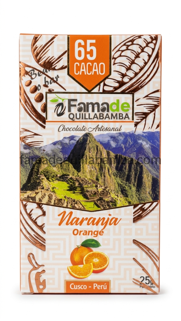 Chocolate con Naranja 65% Cacao | Barra 25 g - Fama de Quillabamba