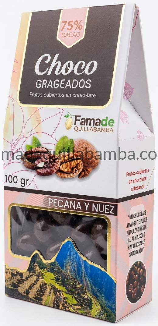 Pecanas y Nueces con Chocolate 75% Cacao | 100 g - Fama de Quillabamba