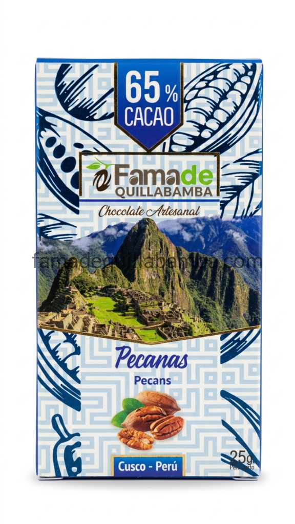 Chocolate con Pecanas 65% Cacao | Barra 25 g - Fama de Quillabamba