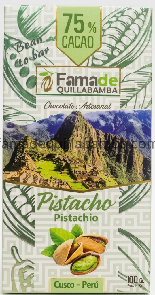 Chocolate con Pistacho 75% Cacao | Barra 100gr