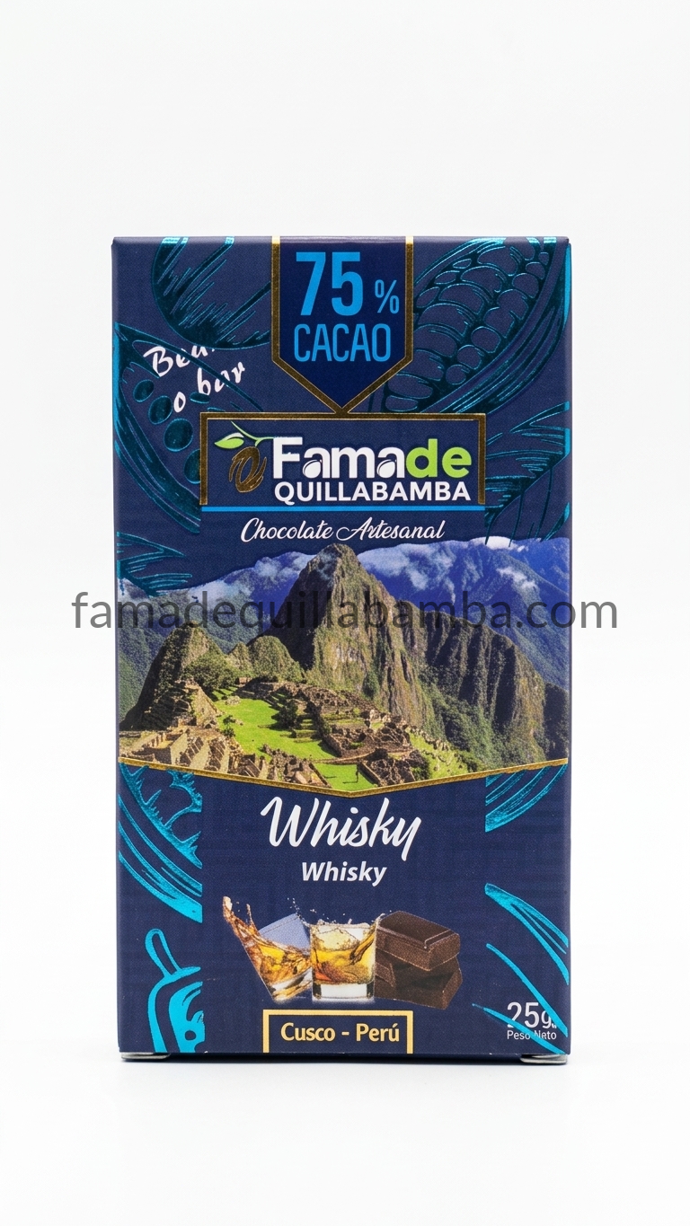 Chocolate Sabor Whisky 75% Cacao | Barra 25 g - Fama de Quillabamba